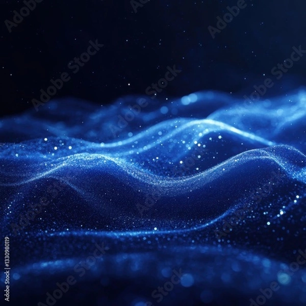 Fototapeta Abstract Blue Particle Wave: Digital Art