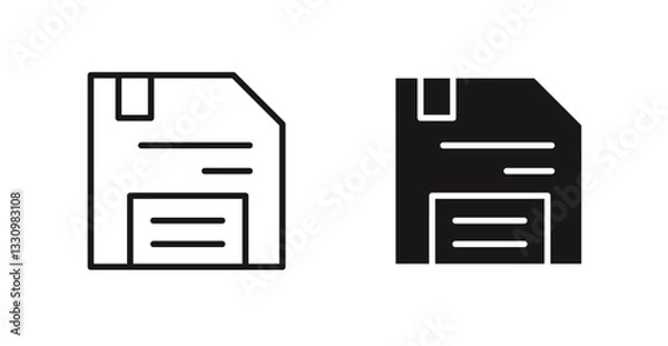 Fototapeta Floppy disk icon outlined icon vector collection.