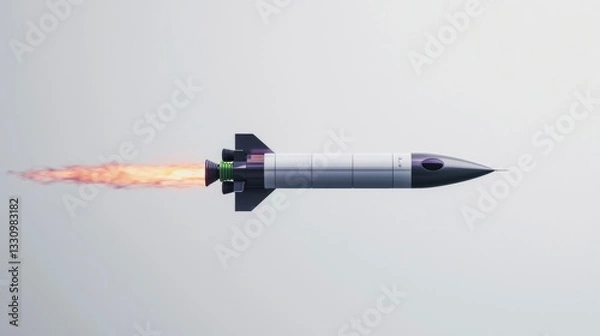 Fototapeta Silver Rocket Launching  Spacecraft Startup  Innovation  Technology  Futuristic Design