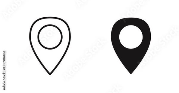 Fototapeta Map marker icon outlined icon vector collection.