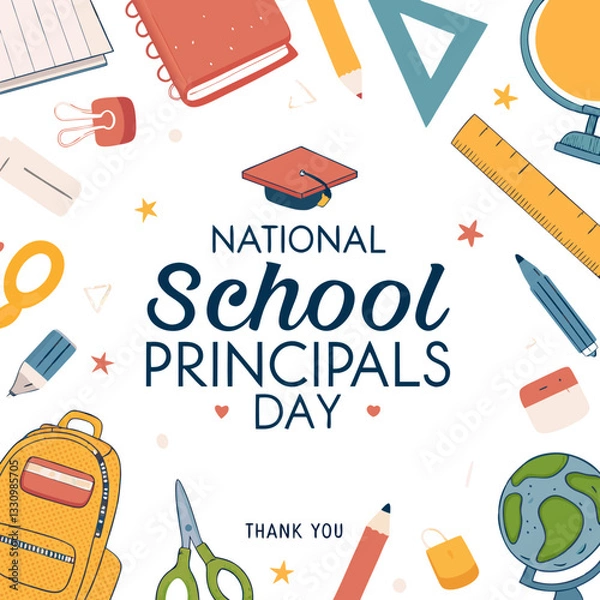 Fototapeta A colorful and cheerful digital illustration for School Principals' Day