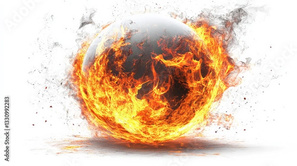Fototapeta A ball of fire is surrounded by smoke and fire