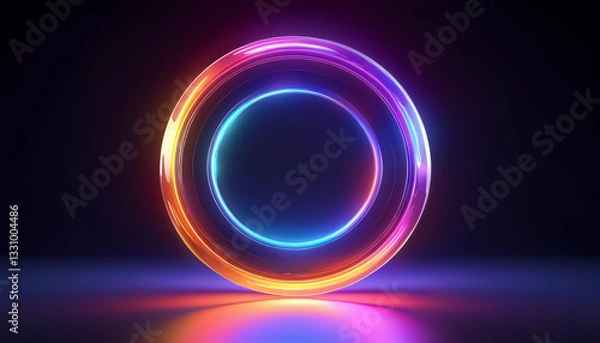 Obraz Vibrant Neon Ring with Glowing Abstract Light Effects