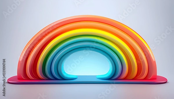 Obraz Glowing 3D Rainbow on White Background