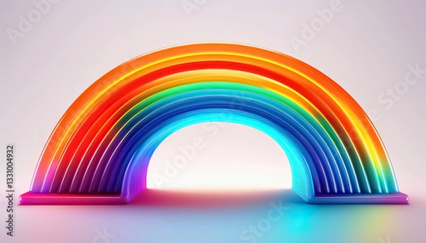 Obraz Glowing 3D Rainbow on White Background