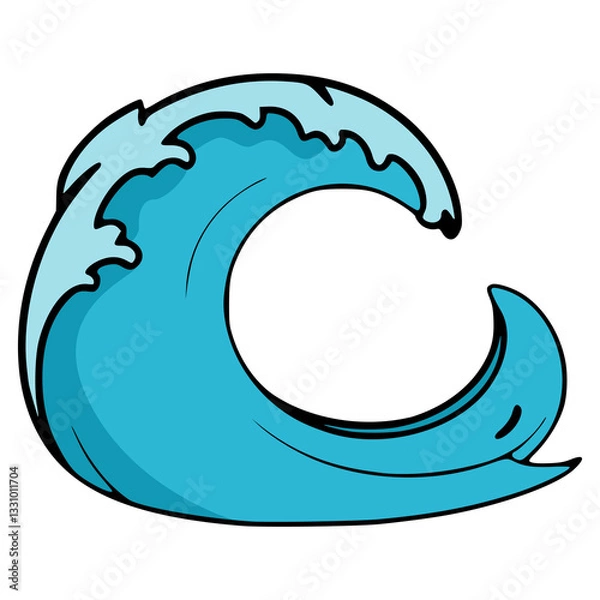 Fototapeta sea wave nature flat color vector illustration template design