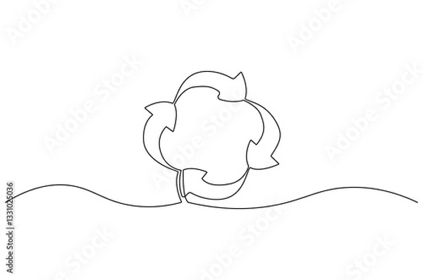 Fototapeta Continuous one line drawing of Circular economy. Single line drawing illustration of Circular economy . Environmental greening concept vector art. Doodle line illustration.