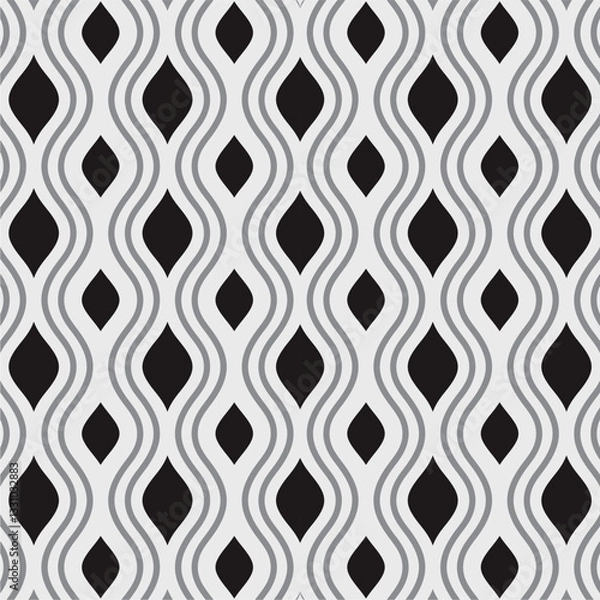 Obraz Horizontal diamond shaped rectangular design without any connection for pattern and background. Red, Black and white seamless pattern with card suits.