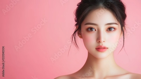 Fototapeta 肌を気にする若い女性　美容イメージ　AI