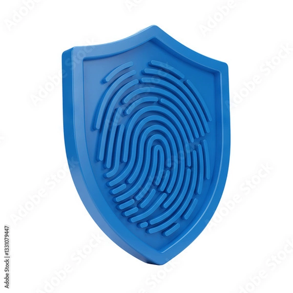 Fototapeta 3D Cybersecurity shield with fingerprint pattern integrated digital cyber protection PNG Generative AI