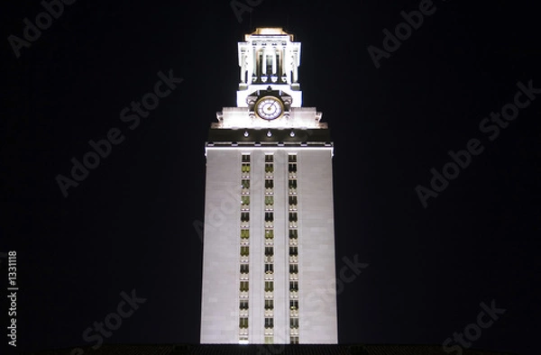 Obraz wieża zegarowa uniwersytetu teksaskiego w nocy