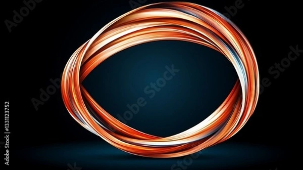Fototapeta Abstract Copper Swirl 3D Render: Dark Background Design AI Generated