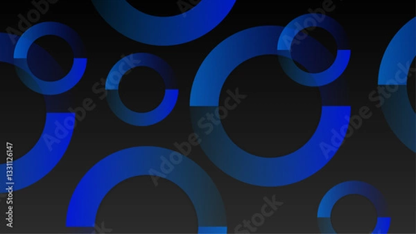 Fototapeta blue and black modern abstract circle geometric background with clean shapes and stylish vector illustration