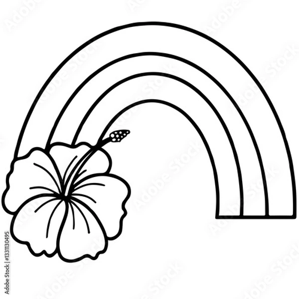 Obraz Rainbow and hibiscus coloring 
