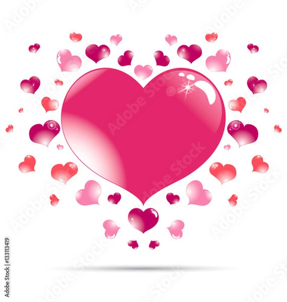 Obraz little hearts around a big red heart white background