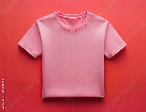 Fototapeta Folded Pink T-Shirt on Red Background