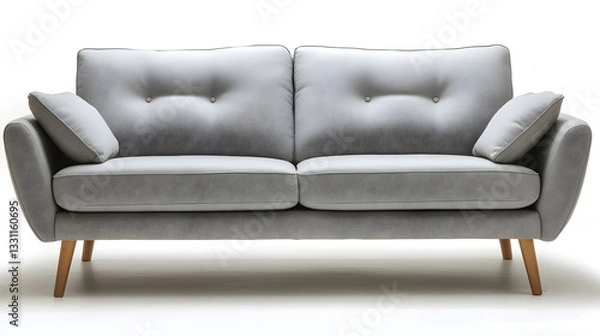 Fototapeta A gray couch with a pattern on it