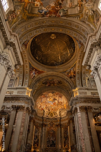 Obraz Architecture and painted art on the ceiling at Church of Sant'Ignazio di Loyola in Rome, Italy.