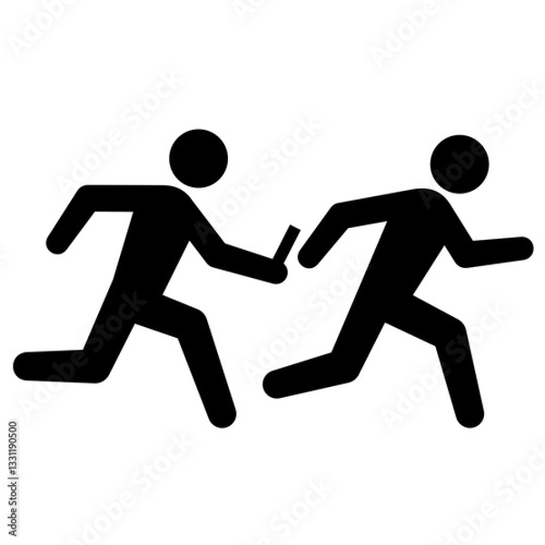 Fototapeta 短距離走でバトンを渡す走者のアイコン