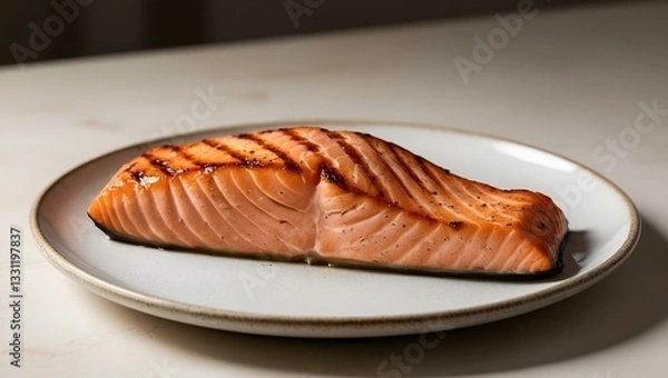 Fototapeta salmon fillet on a plate.