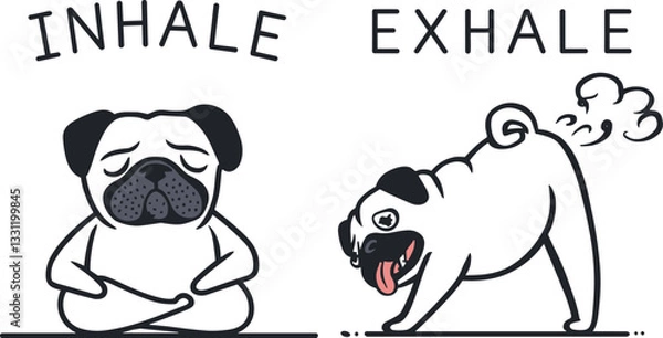 Fototapeta A humorous representation of a pug dog colorful vector