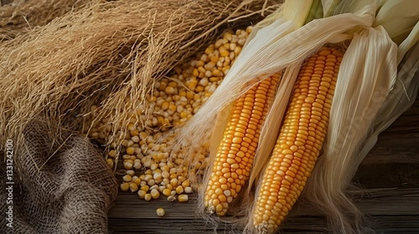 Obraz Corn silk and dry corn