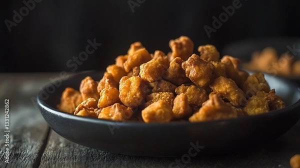 Obraz Crispy soya chunks pakora is a delicious and snack made with soya chunks vegetable that have been marinated coated in a spiced gram flour batter