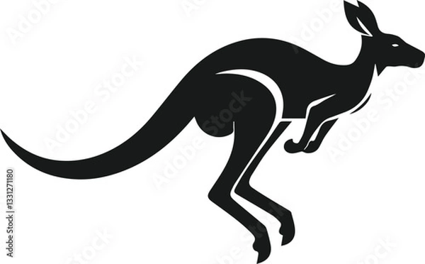 Obraz A kangaroo hopping with a big leap forward vector silhouette