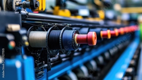 Obraz Automated bobbin winder preparing threads for textile manufacturing