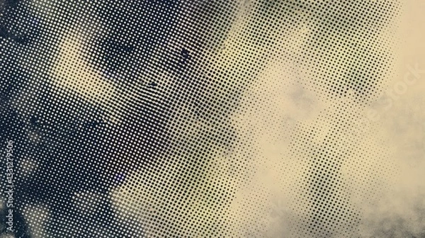 Fototapeta Generative AI, Halftone dot texture with grainy noise, faded vintage effect, and retro grunge aesthetic