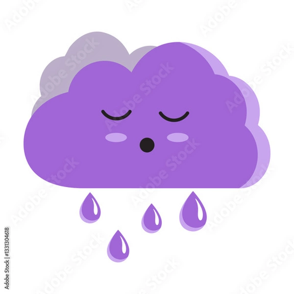 Obraz Cute Cartoon Cloud with Raindrops