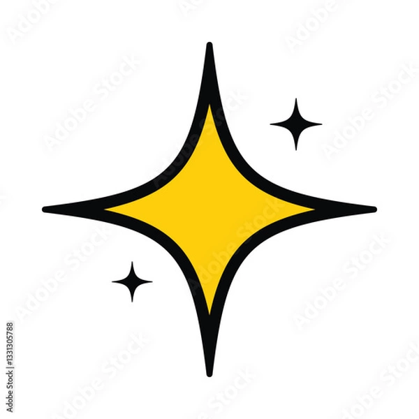 Obraz Shining yellow star  flat design illustration
