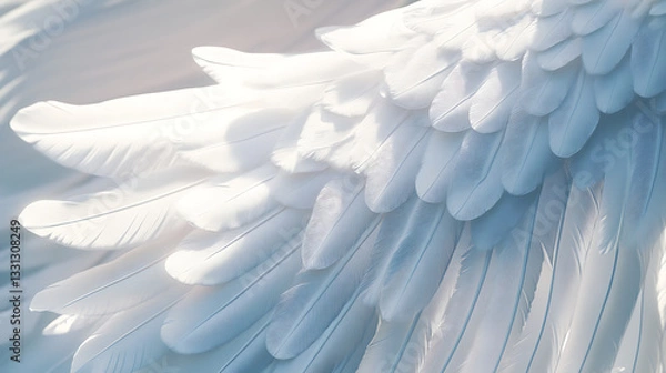 Fototapeta "Pure White Angel Wings Isolated on Transparent Background – Ethereal and Divine Feathered Wings"

