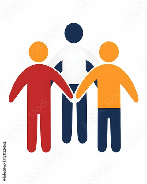 Obraz Three diverse figures holding hands, symbolizing unity and teamwork