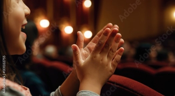 Obraz Young girl clapping in theater audience