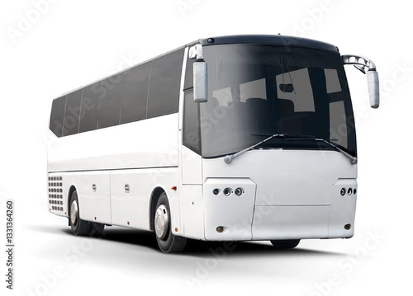 Fototapeta White bus front view isolated on transparent background. PNG	