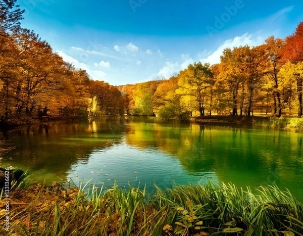 Fototapeta "Enchanting Nature and Serenity: A Visual Journey Through Forests and Sunsets"
