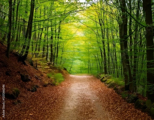 Fototapeta "Enchanting Nature and Serenity: A Visual Journey Through Forests and Sunsets"