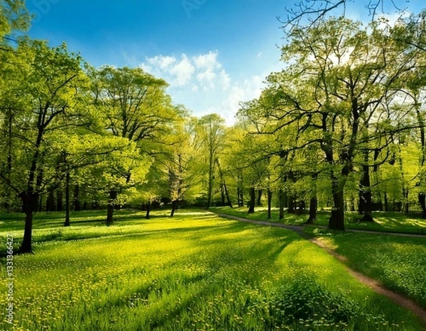Fototapeta "Enchanting Nature and Serenity: A Visual Journey Through Forests and Sunsets"