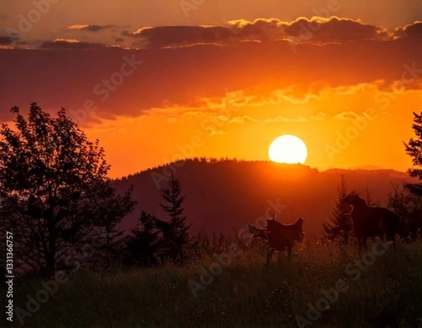 Fototapeta "Enchanting Nature and Serenity: A Visual Journey Through Forests and Sunsets"