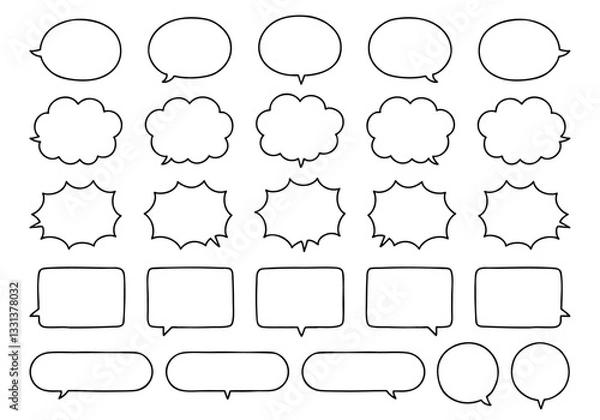Obraz 手書きのシンプルな吹き出しイラストのセット