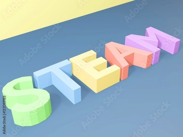 Fototapeta 3DレンダリングのSTEAMの文字