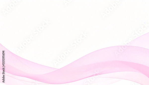 Fototapeta 白い下地に明るく薄いピンクのウェーブの抽象的な背景	