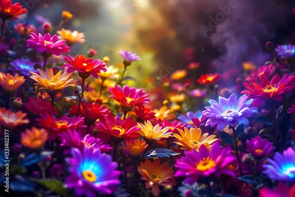 Obraz Champ de fleurs colorées et lumineuses