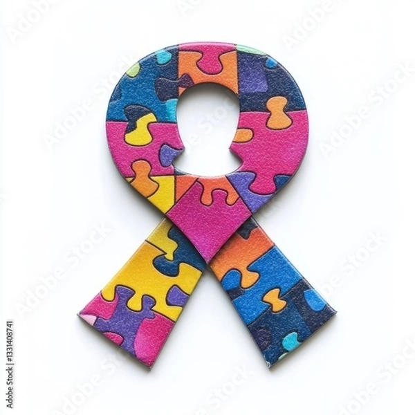 Fototapeta Ribbon inside a puzzle piece isolated on white background