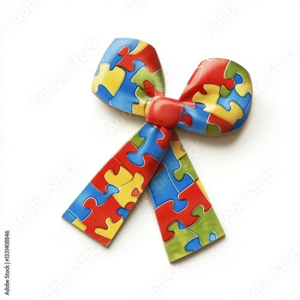 Fototapeta Ribbon inside a puzzle piece isolated on white background
