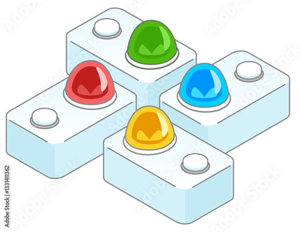 Obraz クイズの早押しボタン 4色セット クイズ大会のイメージ