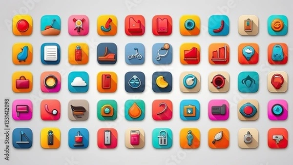 Fototapeta "Flat Design Vector Icons Set: Sports & Gymnastics Collection"