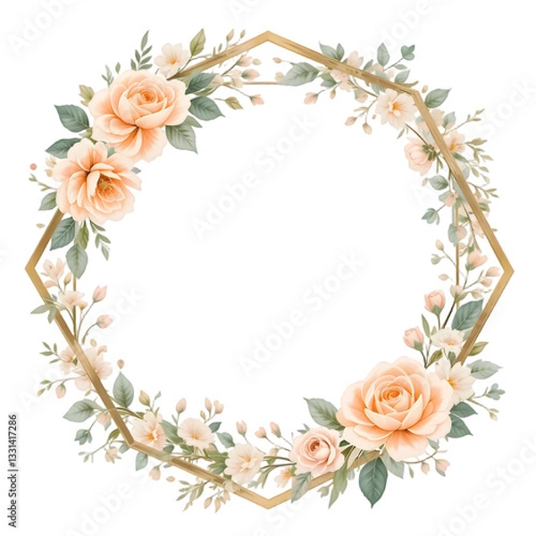 Obraz Geometric Watercolor Rose Frame