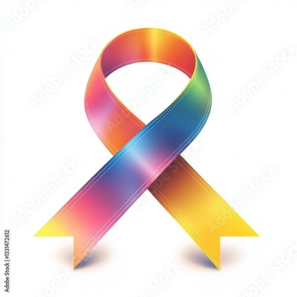 Fototapeta Awareness ribbon with gradient colors isolated on white background 